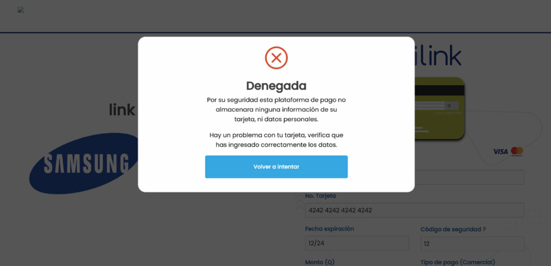 denegada respuesta metodo link