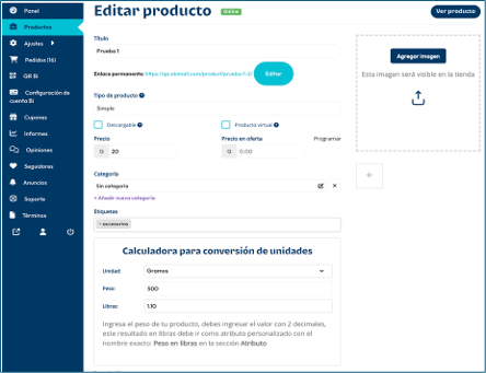 Editar producto Mallbi Editar producto Mallbi