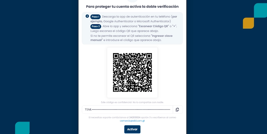 Escanea el codigo QR en la aplicacion FAQ 2FA Escanea el codigo QR en la aplicacion FAQ 2FA